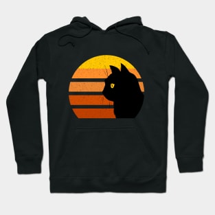 Retro Black Cat Distressed Vintage Hoodie